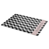 白黒ジグザグ、山形パターン、お名前 カッティングボード (角)