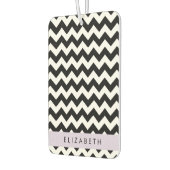 白黒ジグザグ、山形パターン、お名前 カーエアーフレッシュナー (左)