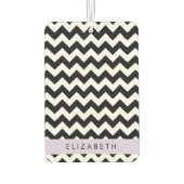 白黒ジグザグ、山形パターン、お名前 カーエアーフレッシュナー (裏面)