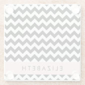 白黒ジグザグ、山形パターン、お名前 ガラスコースター (裏面)