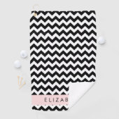 白黒ジグザグ、山形パターン、お名前 ゴルフタオル (インサイチュ)