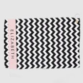 白黒ジグザグ、山形パターン、お名前 ゴルフタオル (横)