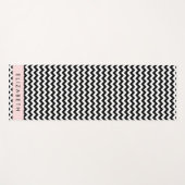 白黒ジグザグ、山形パターン、お名前 ヨガマット (正面(横))