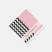 白黒ジグザグ,山形,ピンク,お名前 スタンダードカクテルナプキン (角)