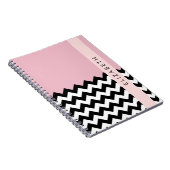 白黒ジグザグ,山形,ピンク,お名前 ノートブック (右側)