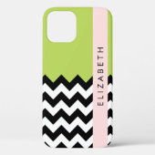 白黒ジグザグ,山形,緑,お名前 Case-Mate iPhoneケース (裏面)