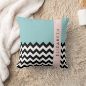 白黒ジグザグ，山形，青，お名前 クッション (ブランケット)