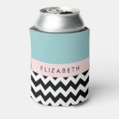 白黒ジグザグ,山形,青,お名前 缶クーラー (缶裏面)
