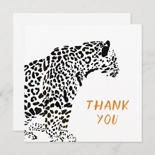 白黒ジャガーイラストレーションサンキュー サンキューカード (正面/裏面)