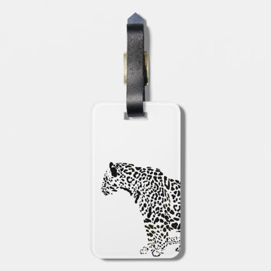 白黒ジャガーイラストレーションモノグラム ラゲッジタグ (裏面縦)