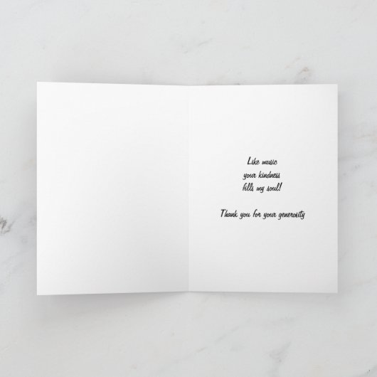 白黒ジャズサクソフォンサンキューカード サンキューカード (内部)
