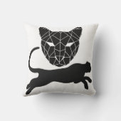 白黒ジャングル動物のヒョウモダンかわいい猫 クッション (裏面)