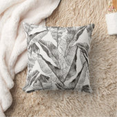 白黒ジャングル：熱帯植物パターン クッション (ブランケット)