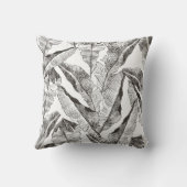 白黒ジャングル：熱帯植物パターン クッション (裏面)