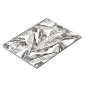 白黒ジャングル：熱帯植物パターン ノートブック (左側)