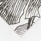 白黒ジャングル：熱帯植物パターン フリースブランケット (角)