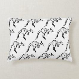 白黒ジャンピングカンガルースケッチ アクセントクッション