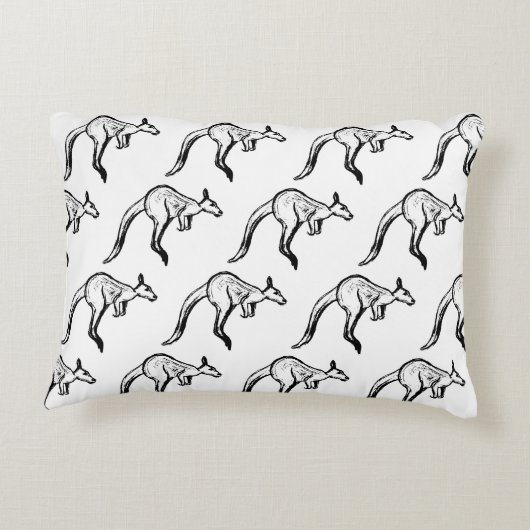 白黒ジャンピングカンガルースケッチ アクセントクッション (裏面)