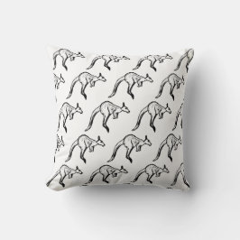 白黒ジャンピングカンガルースケッチ クッション