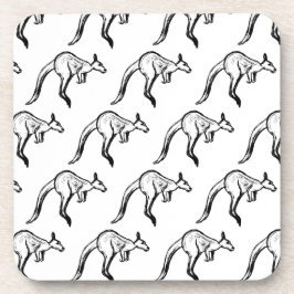 白黒ジャンピングカンガルースケッチ コースター
