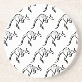 白黒ジャンピングカンガルースケッチ コースター