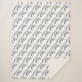 白黒ジャンピングカンガルースケッチ シェルパブランケット