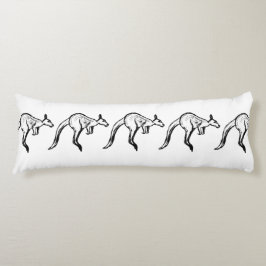 白黒ジャンピングカンガルースケッチ ボディピロー