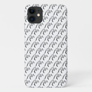 白黒ジャンピングカンガルースケッチ iPhone 11 ケース