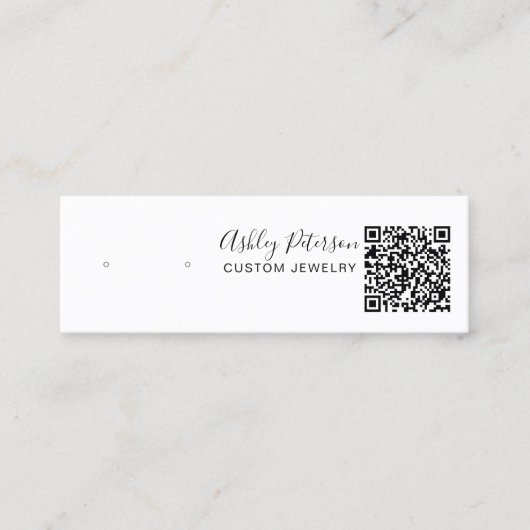 白黒ジュエリーイヤリング表示qrコード スキニー名刺 (正面)