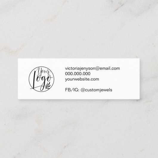 白黒ジュエリーイヤリング表示qrコード スキニー名刺 (裏面)