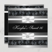 白黒ジュエルボウズSweet sixteen誕生日 招待状 (正面/裏面)