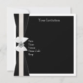 白黒ジュエルボウ40thエレガントな誕生日パーティー 招待状 (裏面)