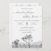 白黒ジョシュアツリー結婚式招待状 招待状 (正面/裏面)