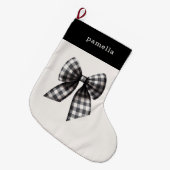 白黒ジンガムがチェック済み ラージクリスマスストッキング (正面 (吊り時))