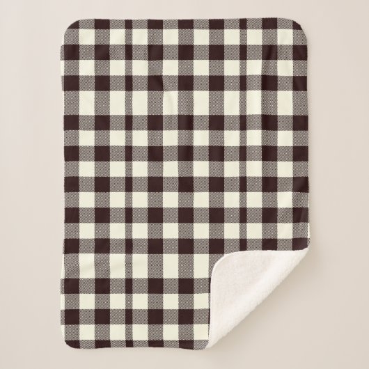 白黒ジンガムクラシックモダン シェルパブランケット (正面)