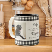 白黒ジンガム2犬写真 ツートーンマグカップ