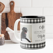 白黒ジンガム2犬写真 ツートーンマグカップ