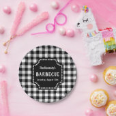 白黒ジンガムBBQ ペーパープレート (パーティー)