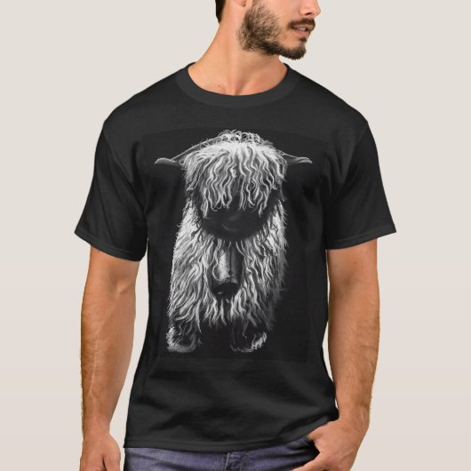 白黒スイスヴァレブラックノスヒツジ毛羽 Tシャツ (正面)