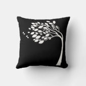 白黒スイープツリーシルエット枕 クッション (裏面)