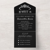 白黒スウィート16ティアラ16 モダン オールインワン招待状 (内側)