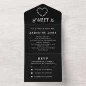 白黒スウィート16ハート16 オールインワン招待状 (内側)