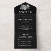 白黒スウィート16フローラ16 オールインワン招待状 (内側)