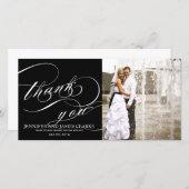 白黒スエレガントクリッ結婚トの感謝 サンキューカード (正面/裏面)