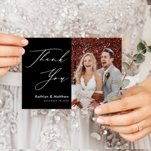 白黒スエレガントクリッ結婚トの感謝 ポストカード