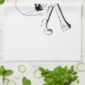 白黒スカルとボーン キッチンタオル (折り畳み)