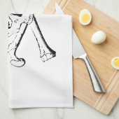 白黒スカルとボーン キッチンタオル (四つ折り)