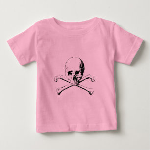 白黒スカルとボーン ベビーTシャツ