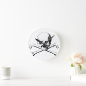 白黒スカルとボーン ラウンド壁時計 (ホーム)