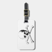 白黒スカルとボーン ラゲッジタグ (正面縦)